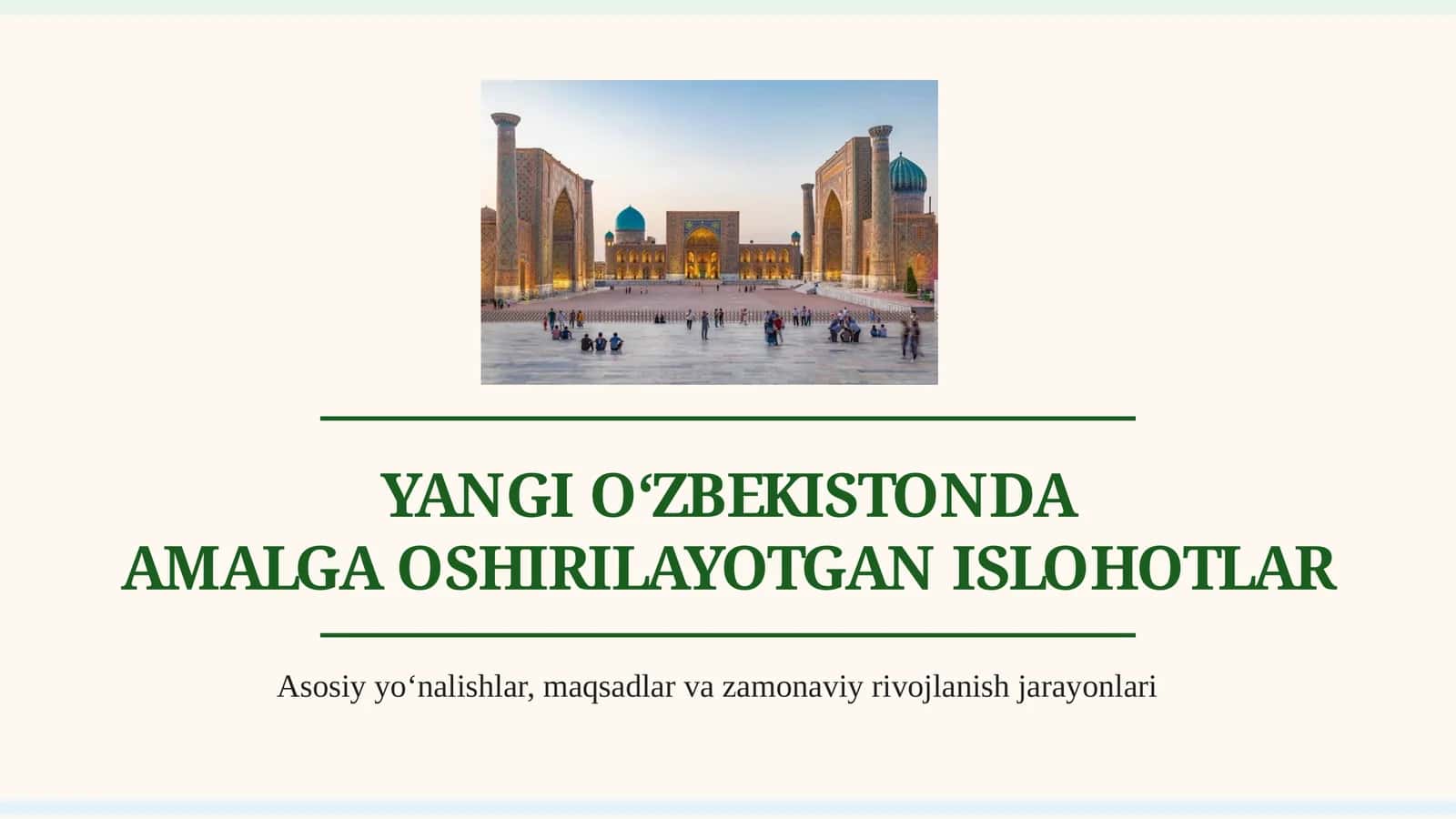 Yangi O‘zbekistonda amalga oshirilayotgan islohotlar 1