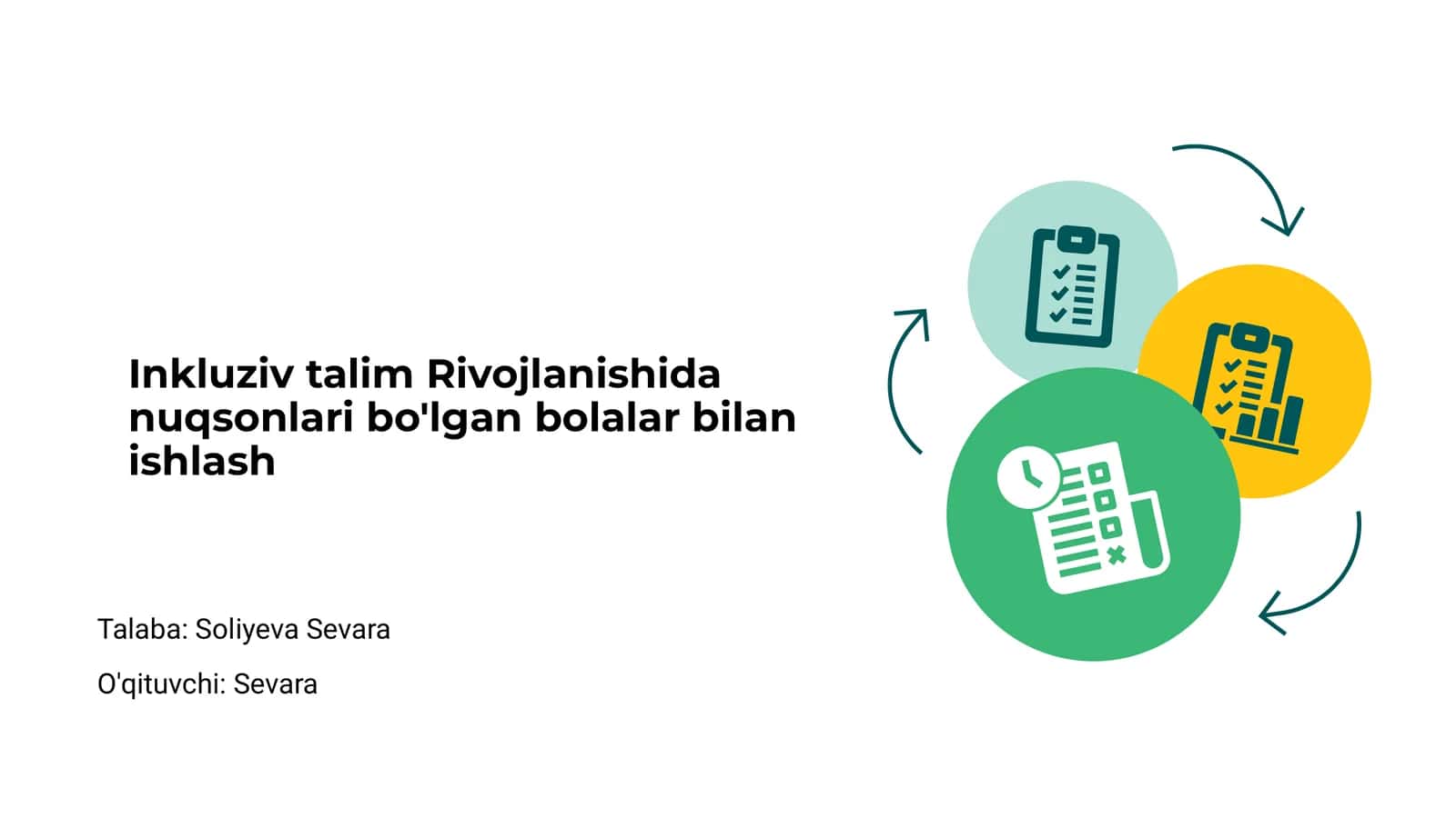 Inkluziv talim Rivojlanishida nuqsonlari bo'lgan bolalar bilan ishlash 1