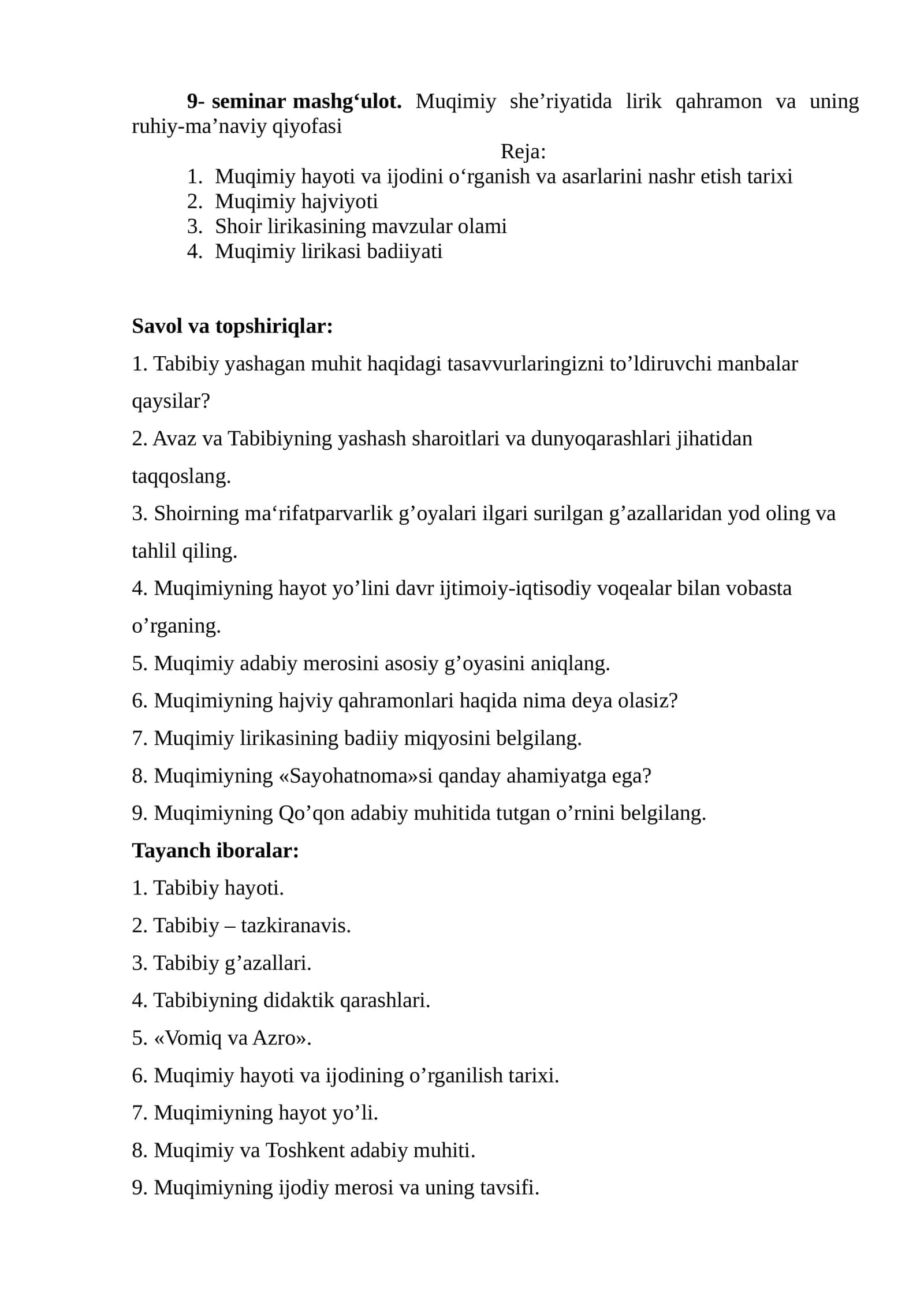 Muqimiyning hayoti va ijodi 1