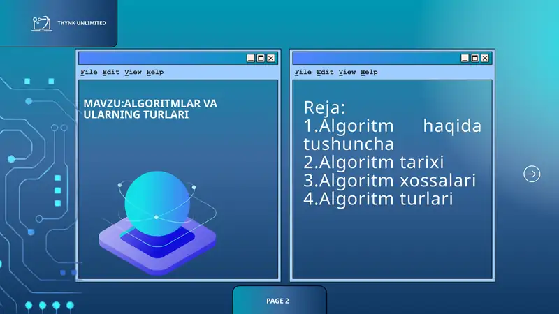 ALGORITMLAR VA ULARNING TURLARI 1