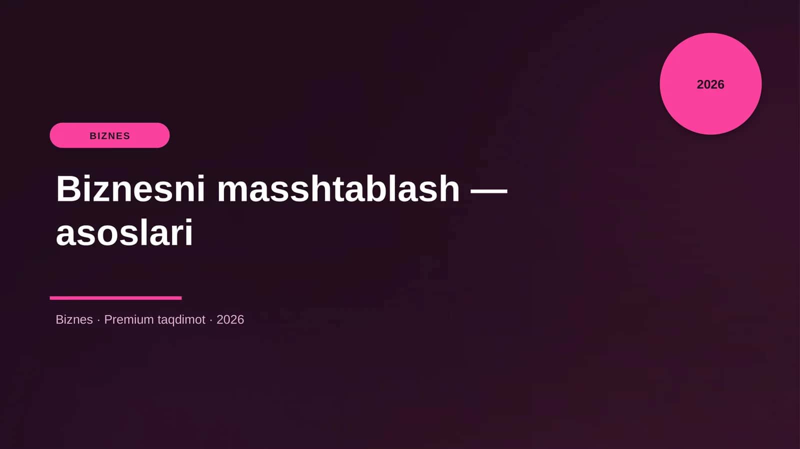 Biznesni masshtablash — asoslari 1