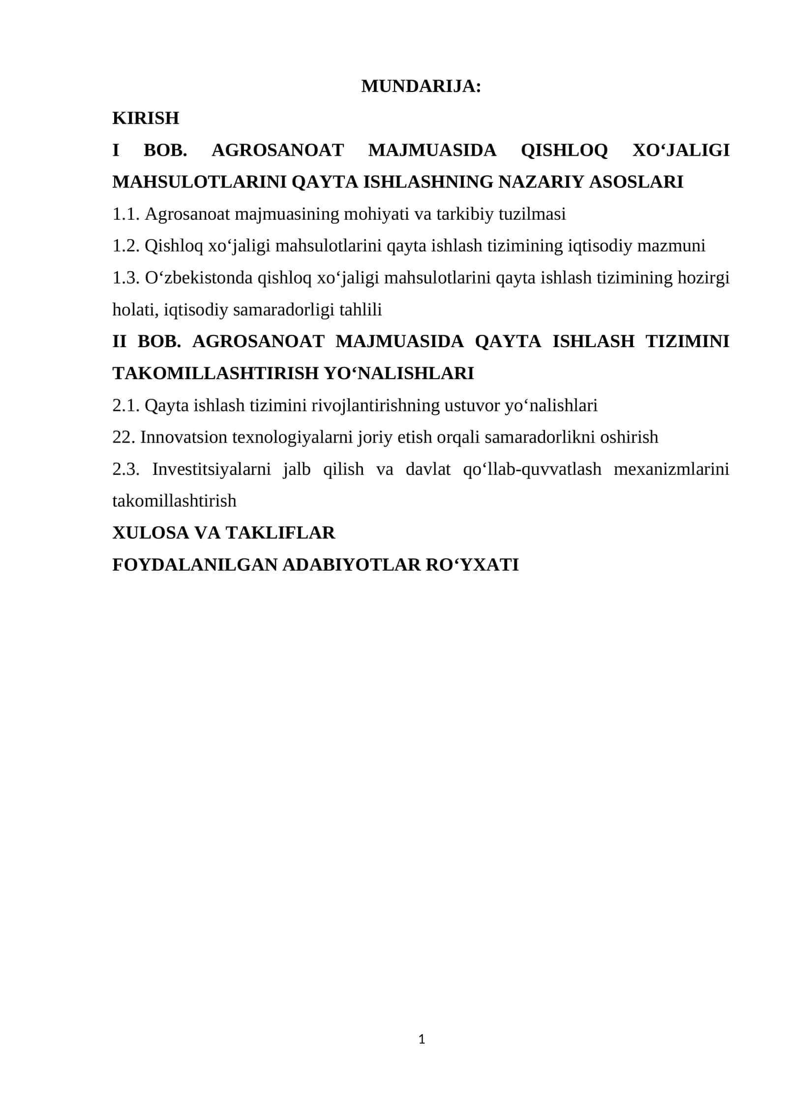 AGROSANOAT MAJMUASIDA QISHLOQ XO‘JALIGI MAHSULOTLARINI QAYTA ISHLASHNING Tizimi 1