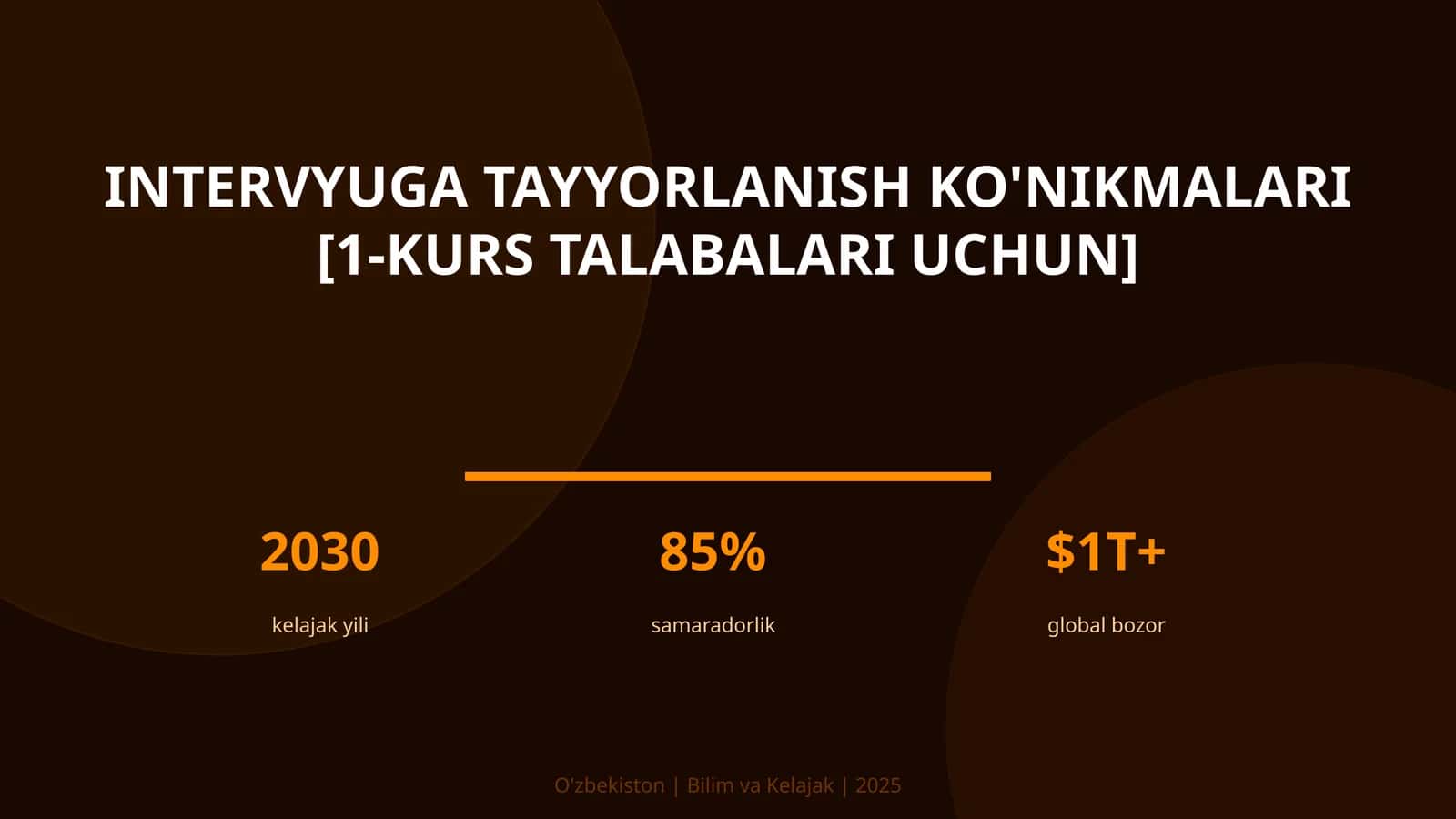 Intervyuga tayyorlanish ko'nikmalari [1-kurs talabalari uchun] 1