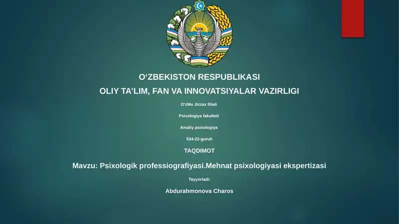 Psixologik professiografiyasi.Mehnat psixologiyasi ekspertizasi 1
