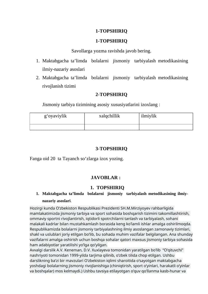 Maktabgacha ta’limda bolalarni jismoniy tarbiyalash metodikasi 1
