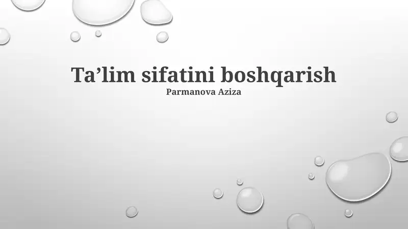 Taʼlim sifatini boshqarish 1