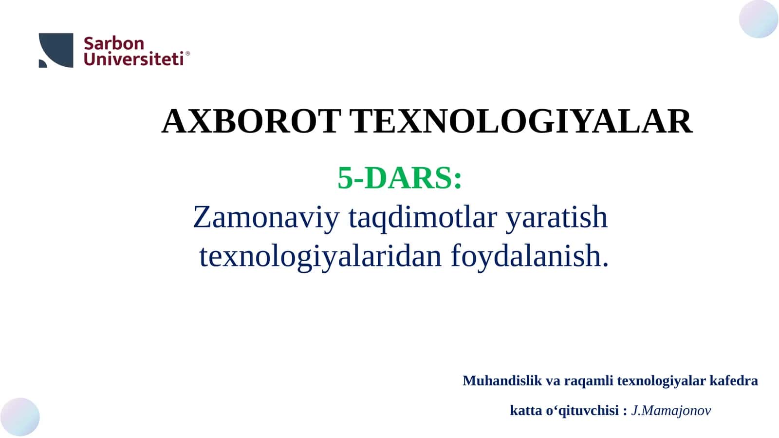 Zamonaviy taqdimot texnologiyalariningevolyutsiyasi va tendensiyalari 1