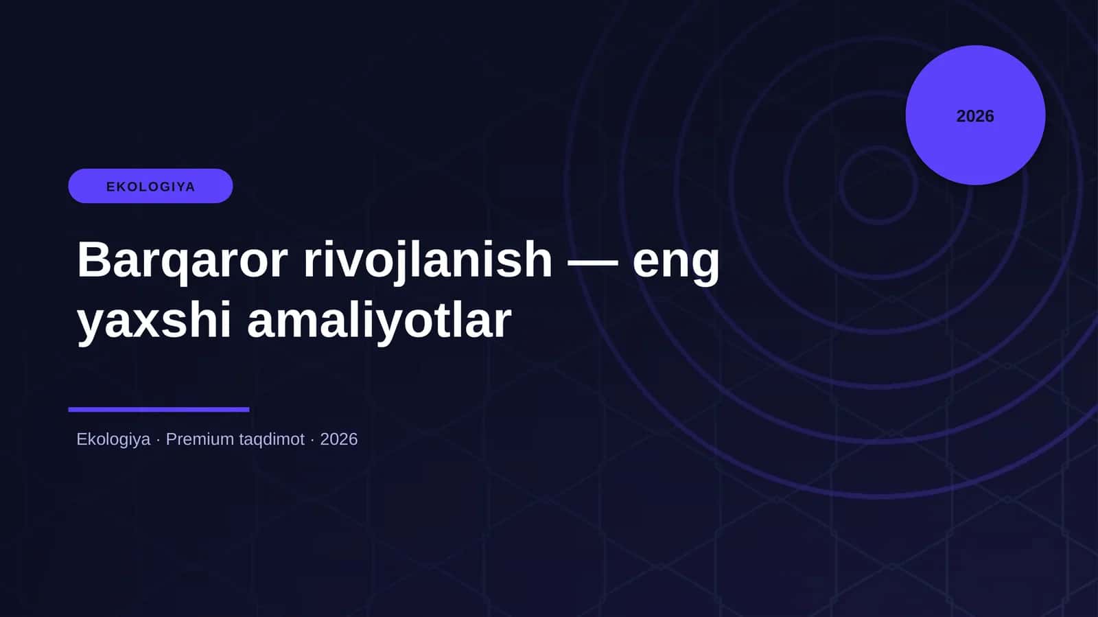 Barqaror rivojlanish — eng yaxshi amaliyotlar 1