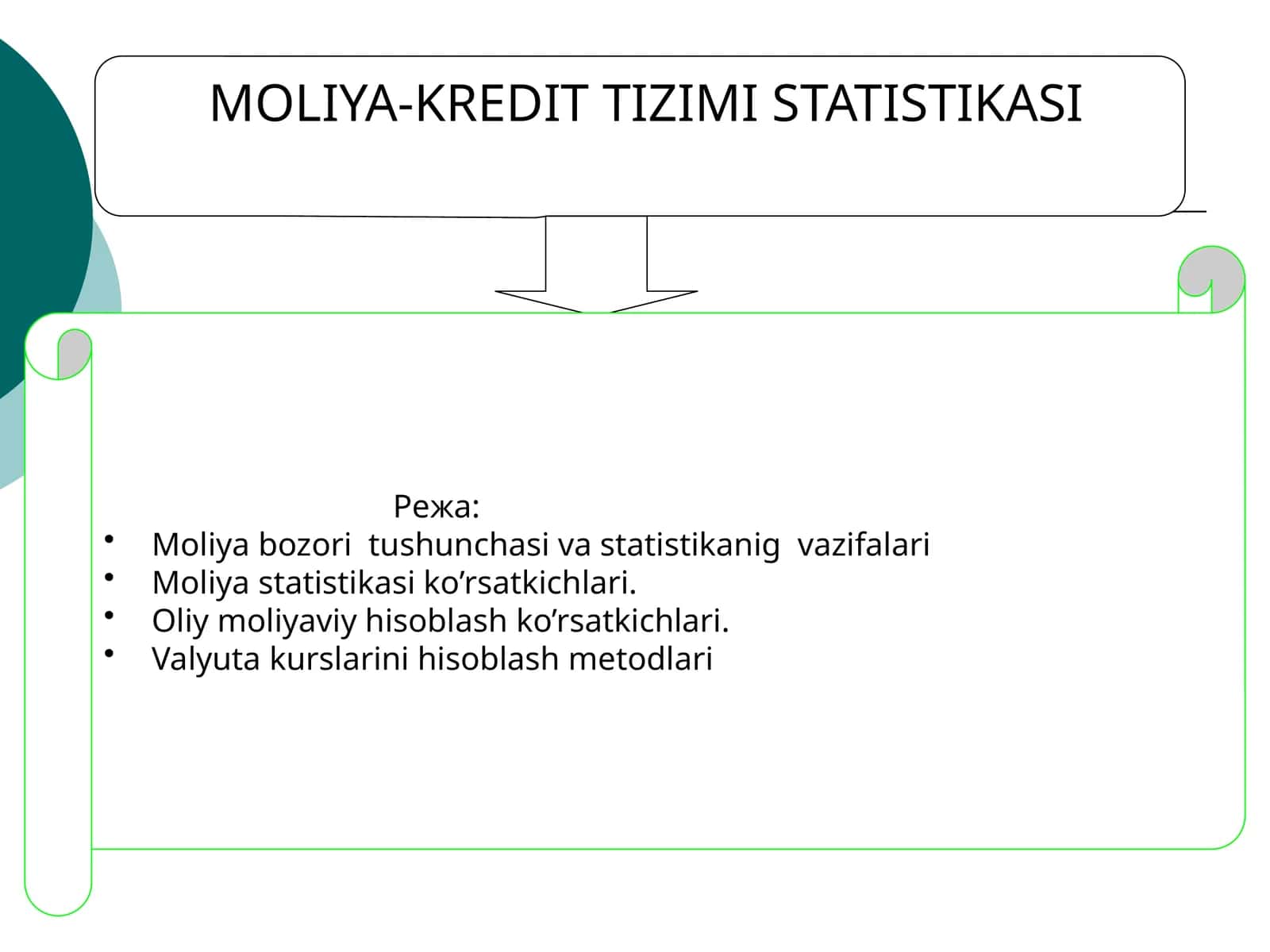 Moliya-Kredit Tizimi Statistikasi 1