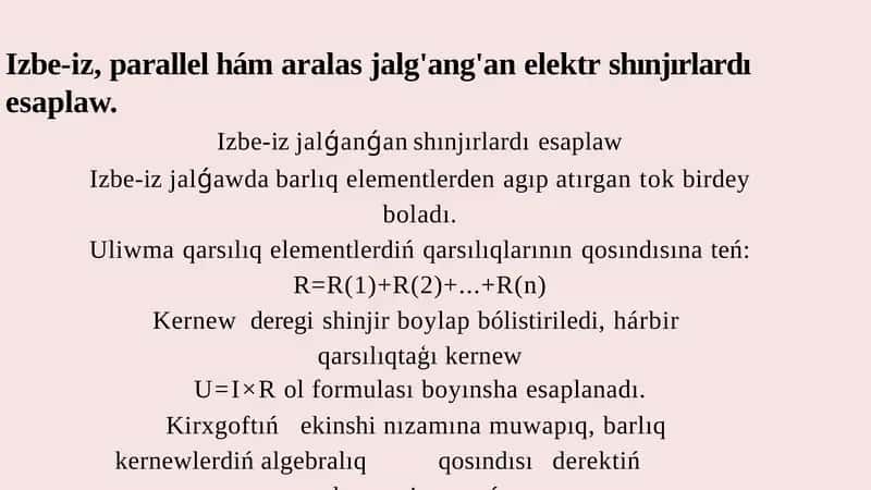 Izbe-iz,parallel jalǵan shınjırlar 1