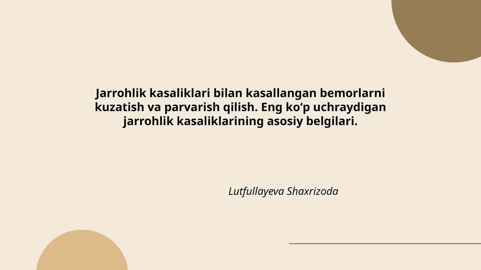 Jarrohlik kasaliklari bilan kasallangan bemorlarni kuzatish va parvarish qilish 1
