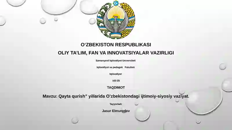 Qayta qurish” yillarida O’zbekistondagi ijtimoiy-siyosiy vaziyat