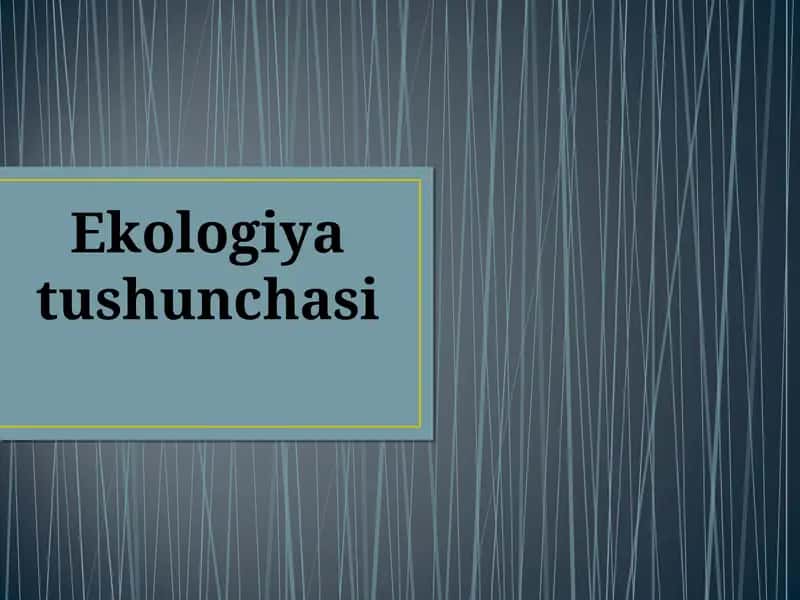 Ekologiya tushunchasi 1