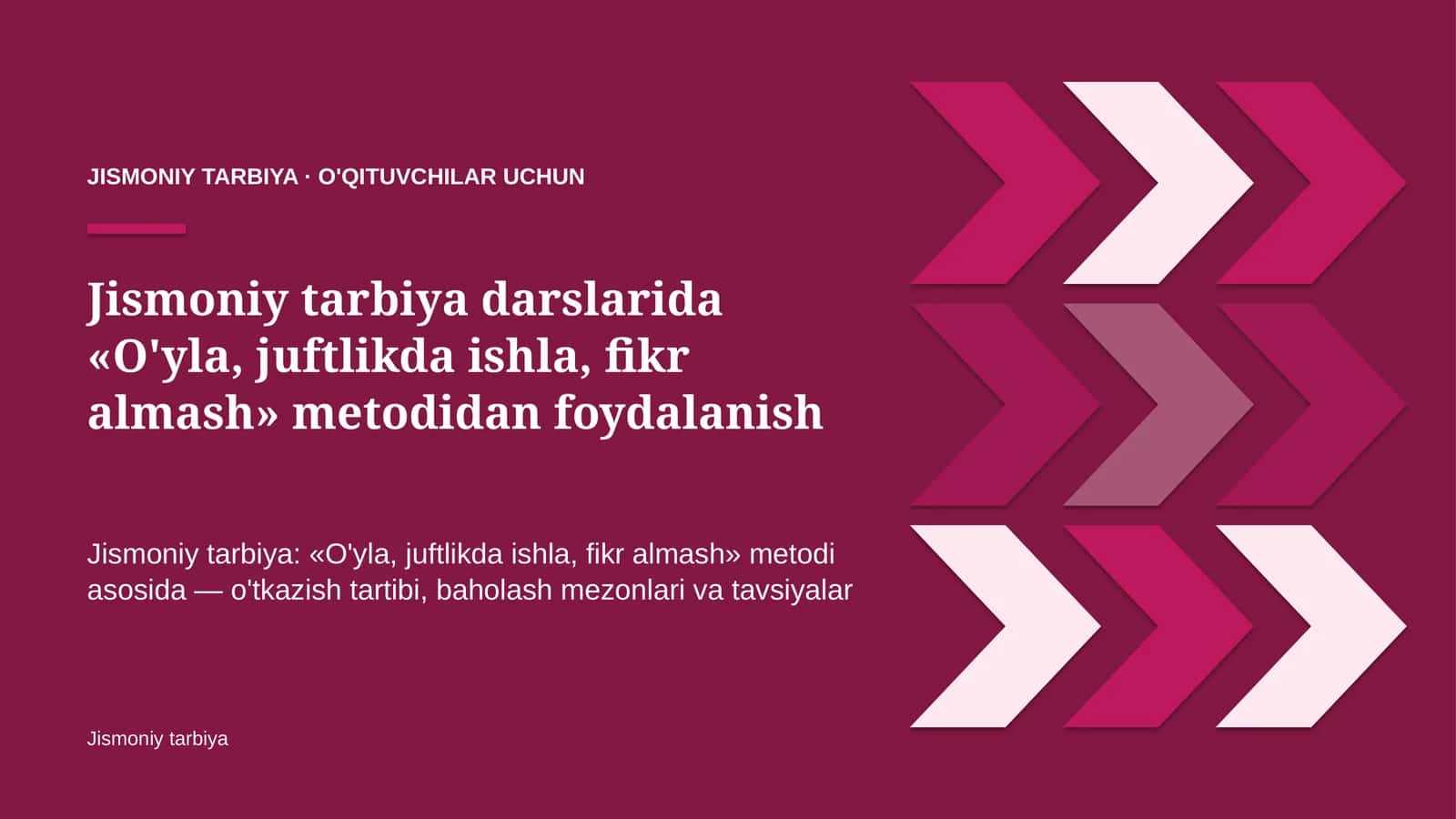 jismoniy tarbiya darslarida o'yla juftlikda ishla fikr almash metodidan foydalanish 4226 1
