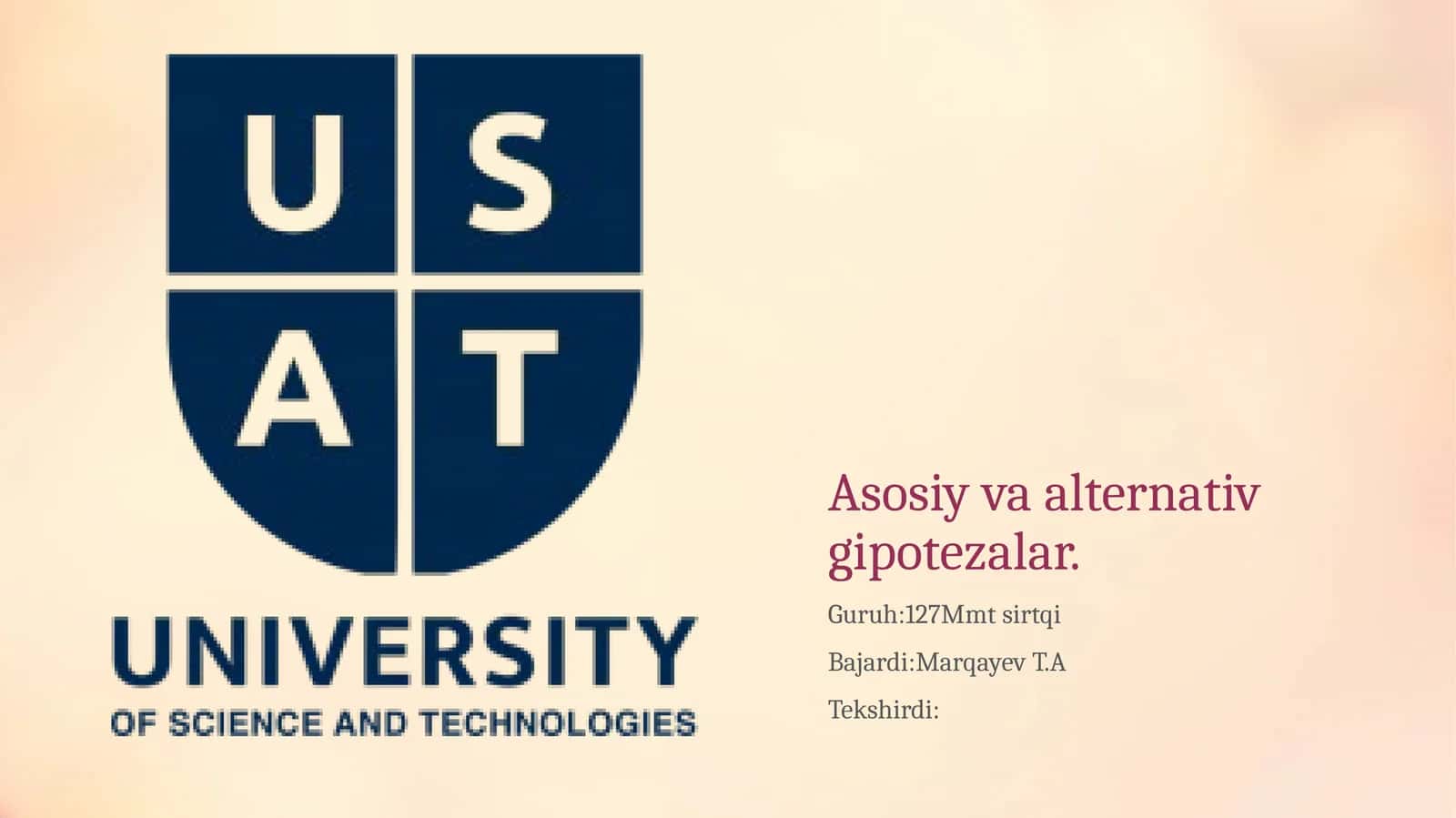 Asosiy va alternativ gipotezalar 1