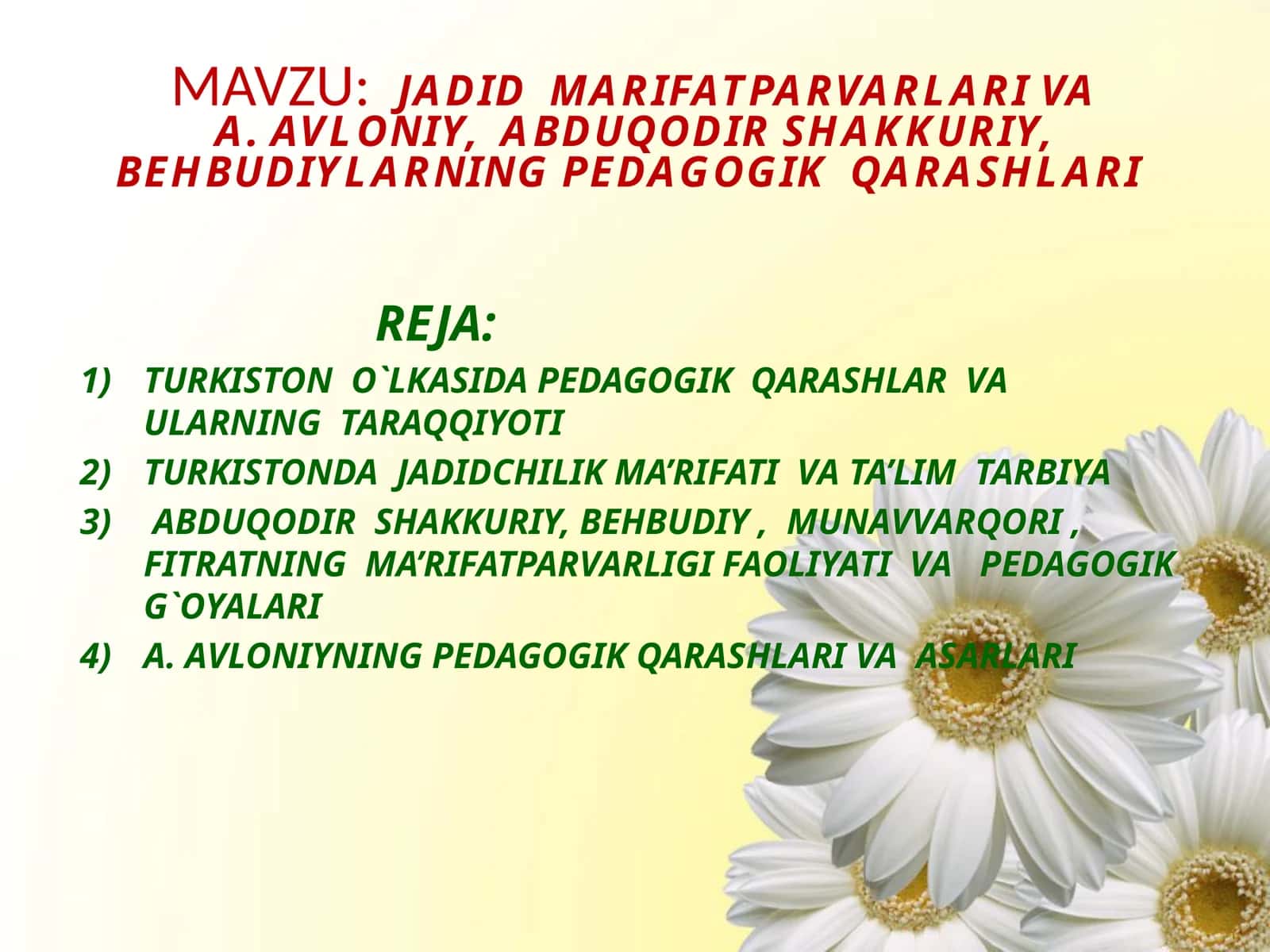 JADID MARIFATPARVARLARI VAA. AVLONIY, ABDUQODIR SHAKKURIY, BEHBUDIYLARNING PEDAGOGIK QARASHLARI 1