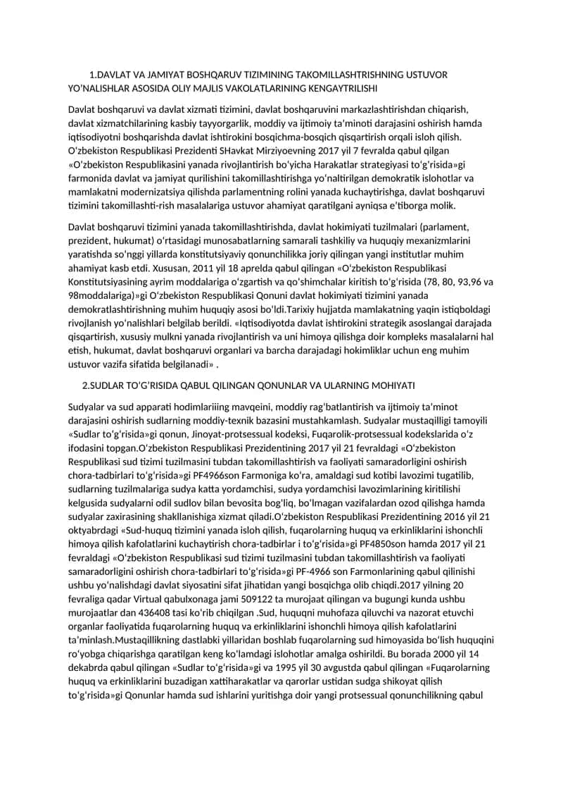 O‘zbekiston Respublikasi yanada rivojlantirish bo‘yicha Harakatlar strategiyasi 1