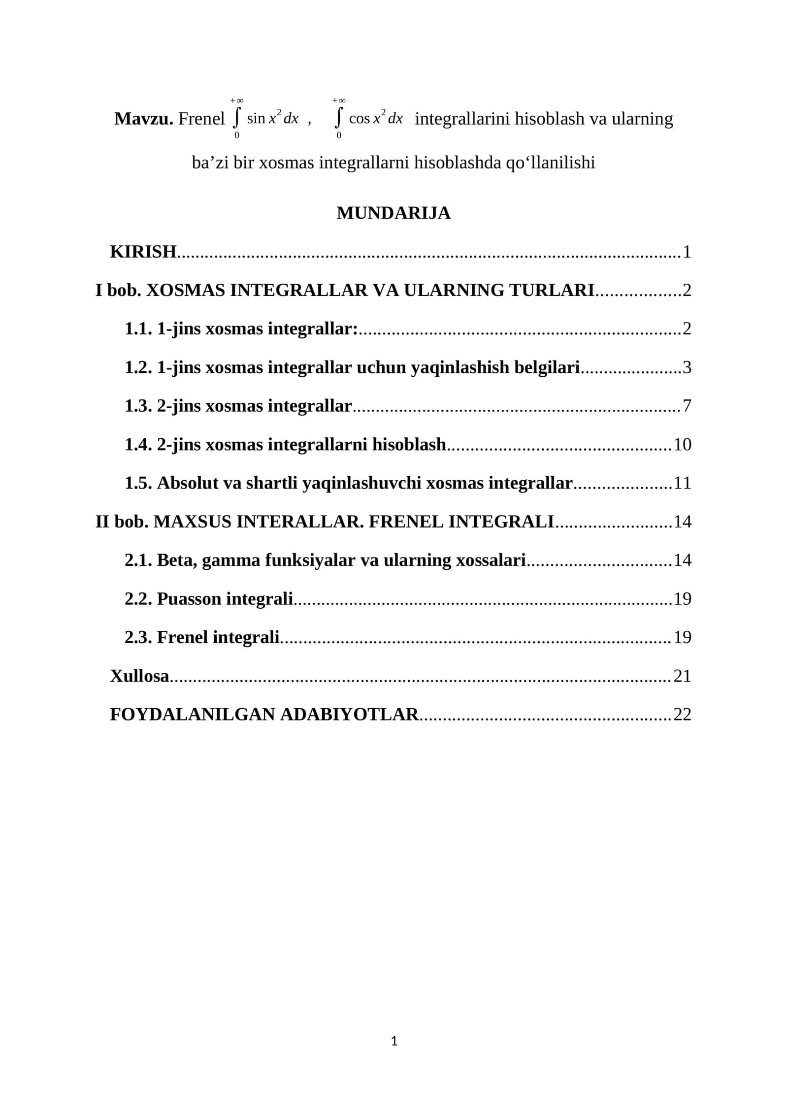 Frenel Integrali 1