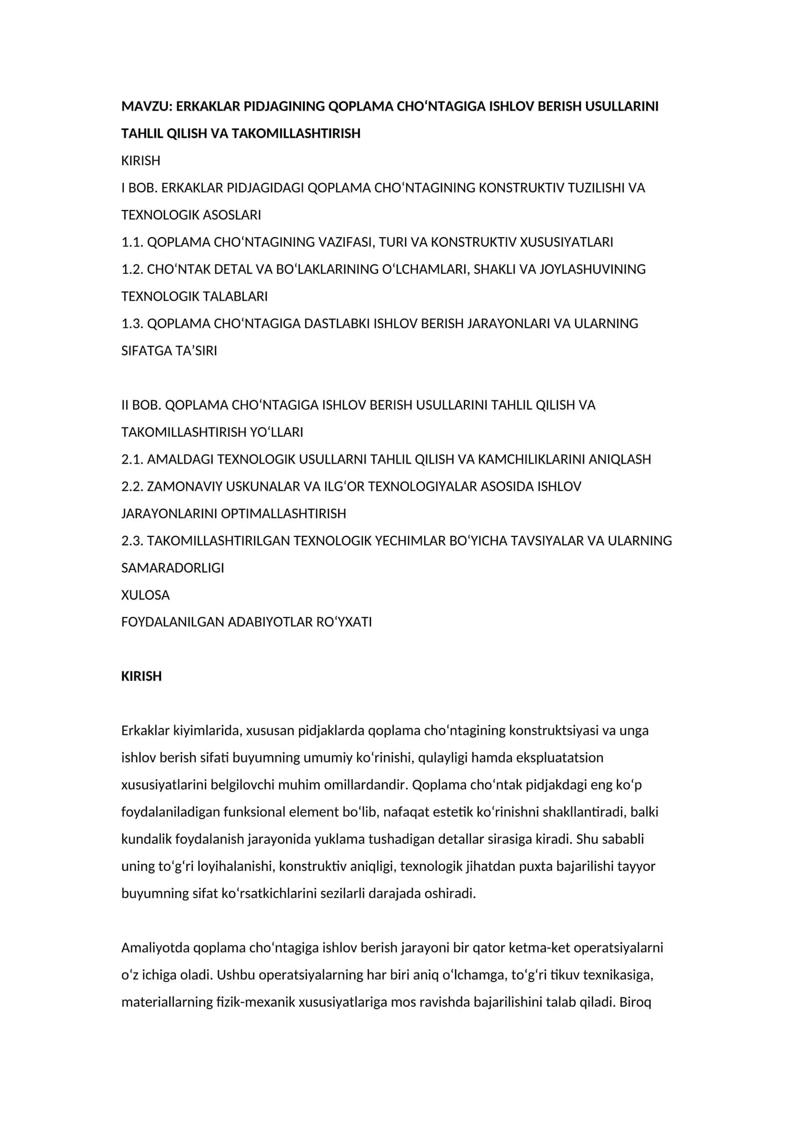 ERKAKLAR PIDJAGINING QOPLAMA CHO‘NTAGIGA ISHLOV BERISH USULLARINI TAHLIL QILISH VA TAKOMILLASHTIRISH 1