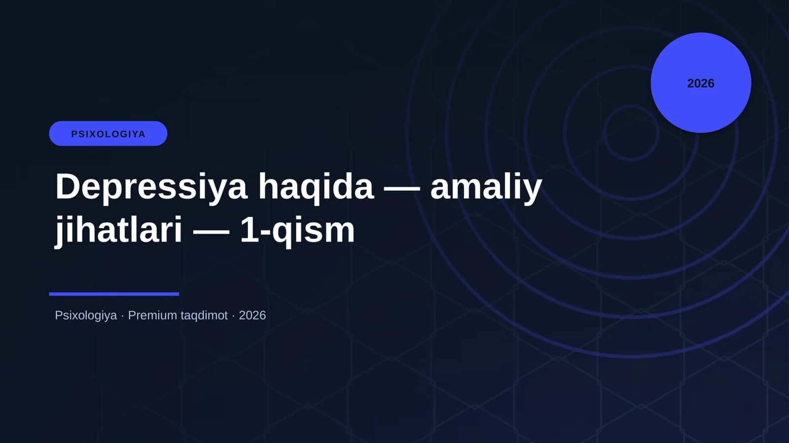 Depressiya haqida — amaliy jihatlari — 1-qism 1