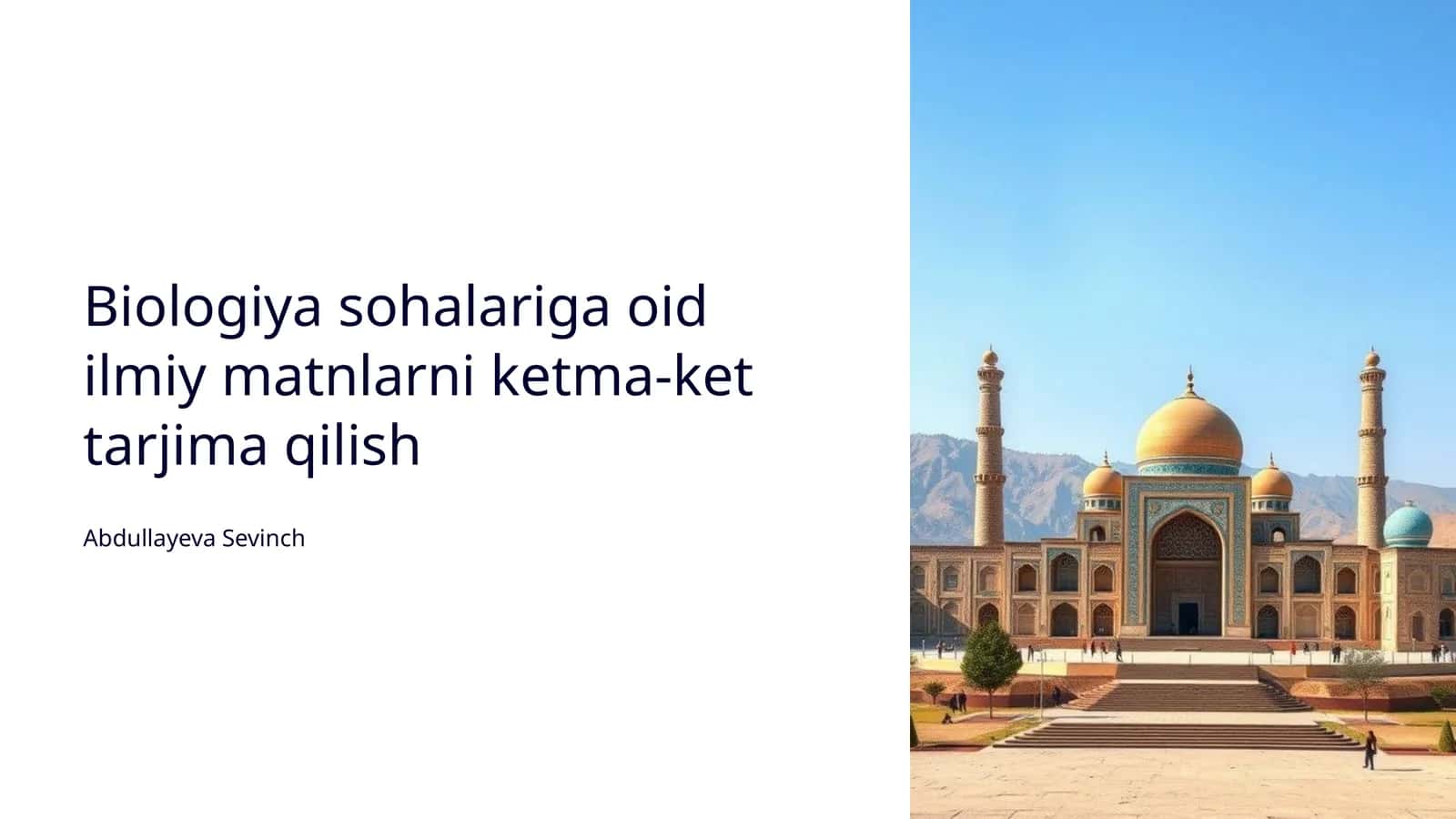 Biologiya sohalariga oid ilmiy matnlarni ketma-ket tarjima qilish 1