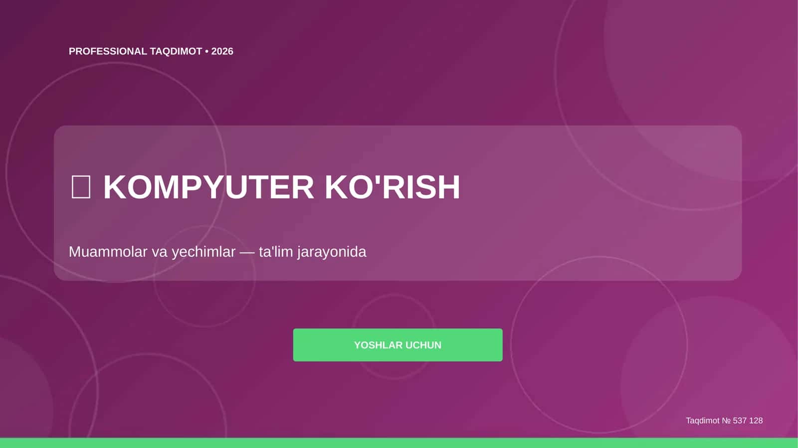 Kompyuter ko'rish: muammolar va yechimlar (ta'lim jarayonida) [yoshlar uchun] 1