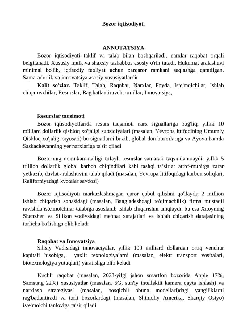 Bozor iqtisodiyoti 1