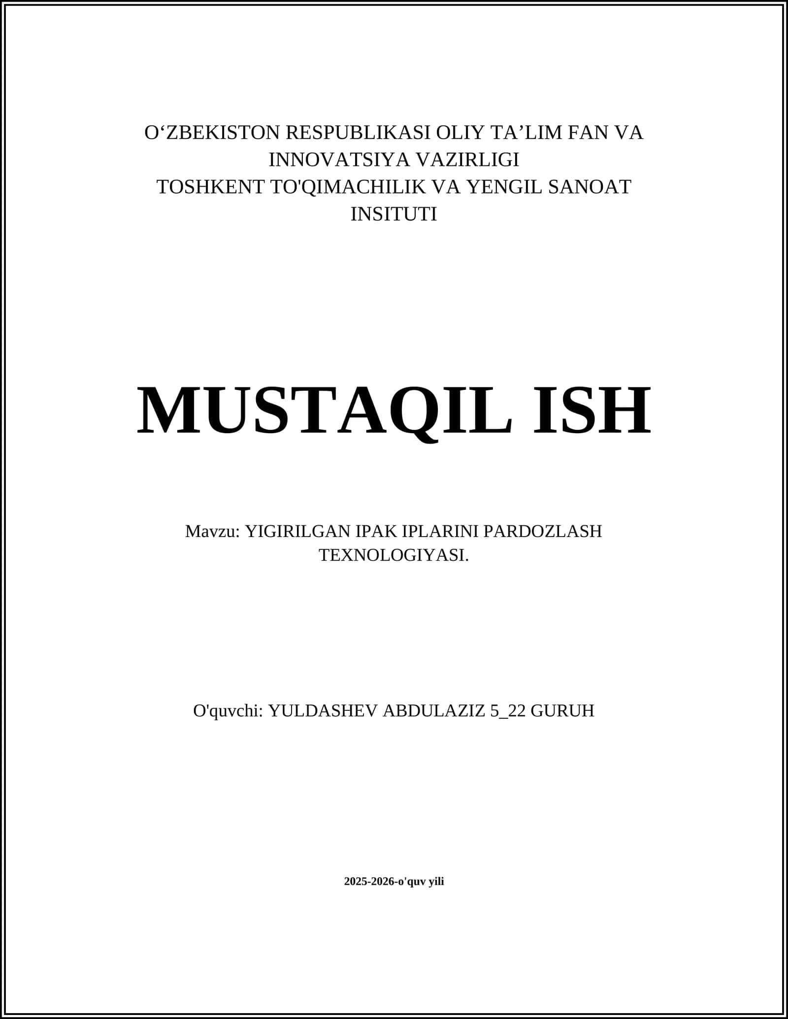 YIGIRILGAN IPAK IPLARINI PARDOZLASH TEXNOLOGIYASI 1