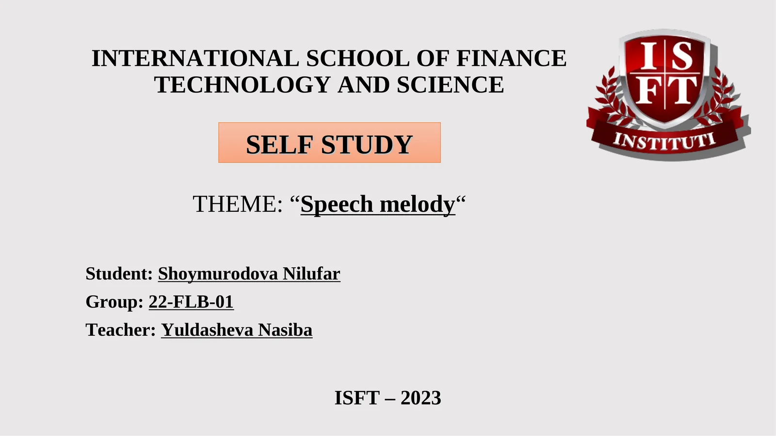 Speech melody 1