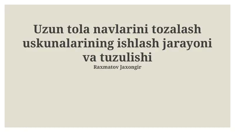 Uzoq tolali tozalash uskunalarining ishlash jarayoni va tuzulishi 1