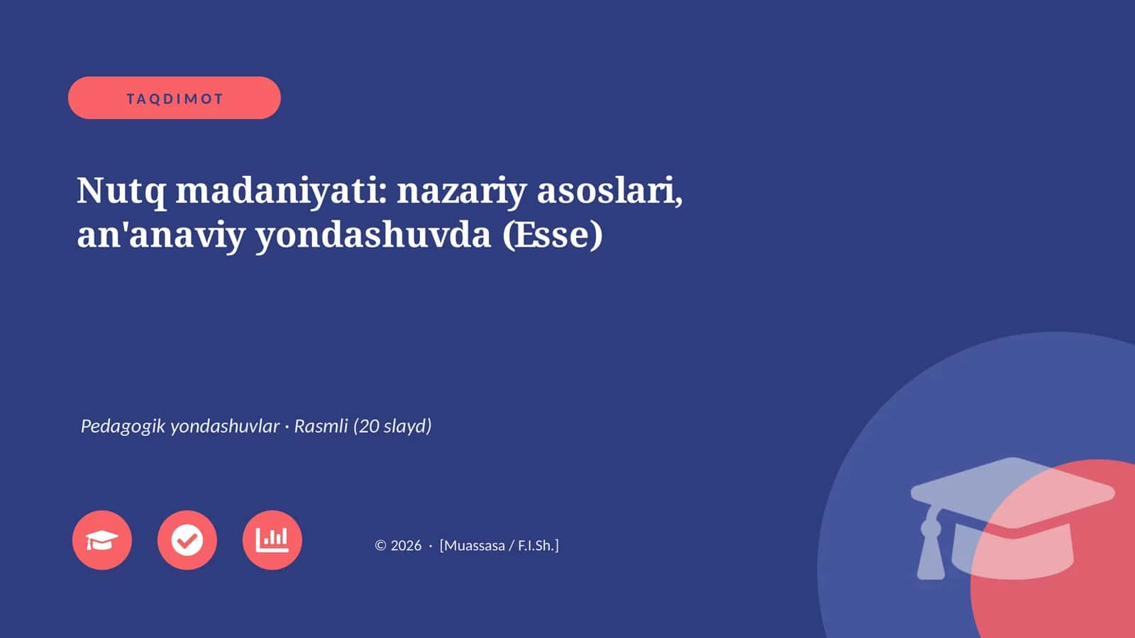 Nutq madaniyati: nazariy asoslari, an'anaviy yondashuvda (Esse) 1