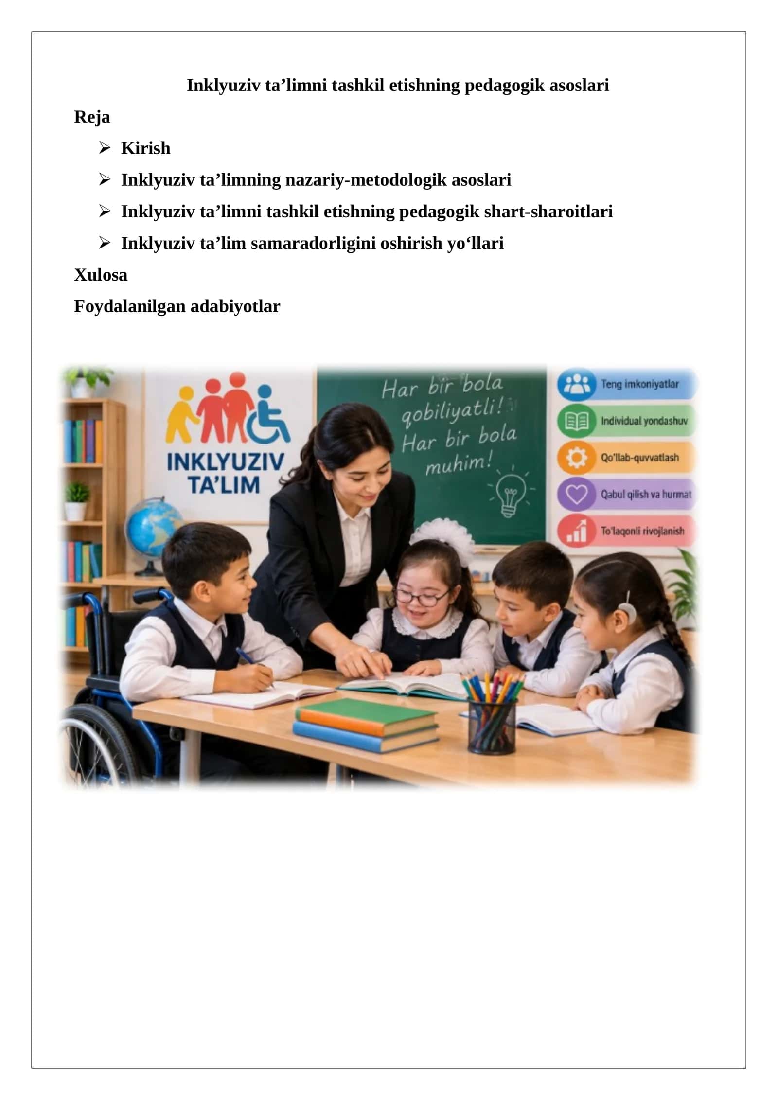 Inklyuziv ta’limni tashkil etishning pedagogik asoslari 1