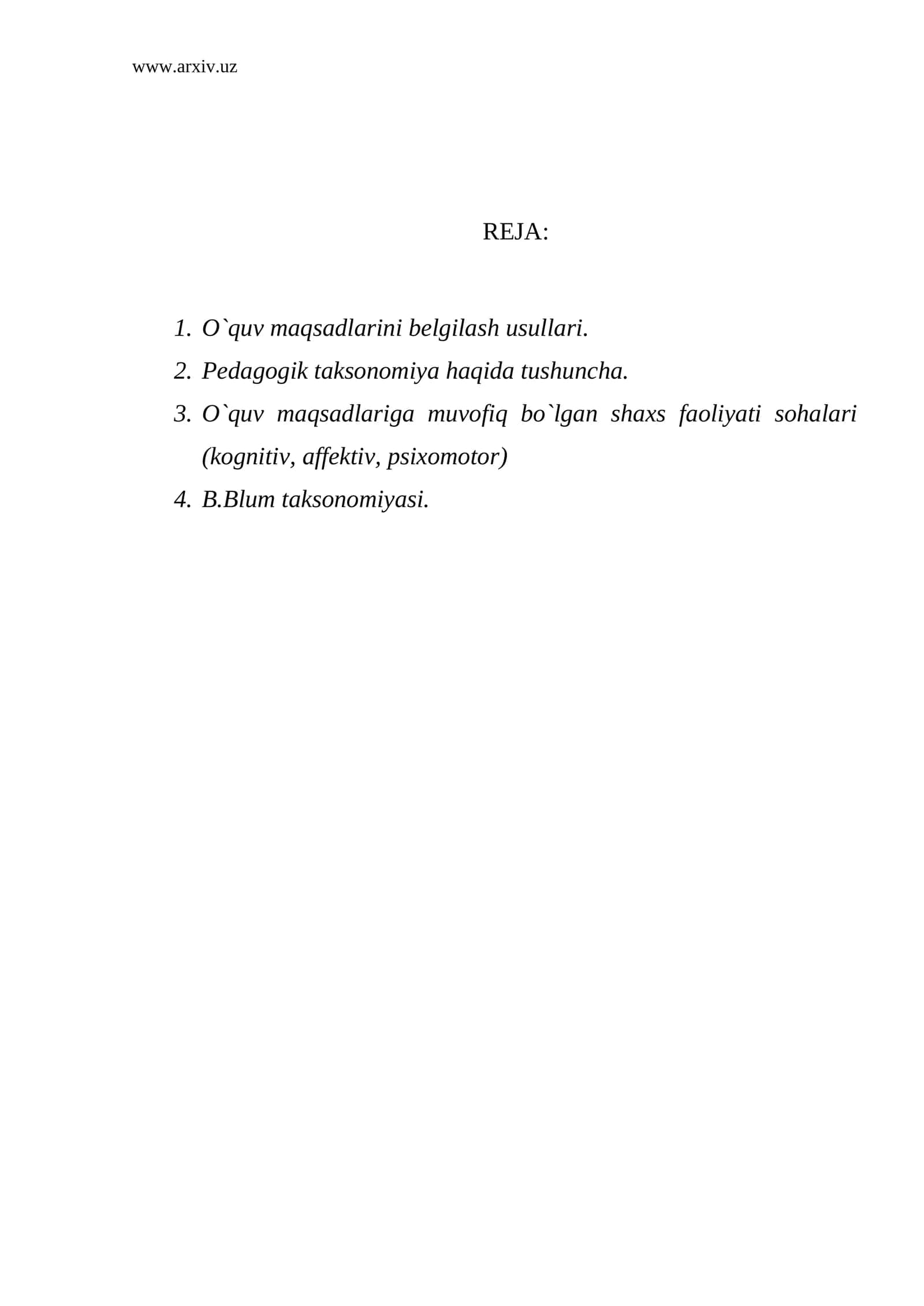 O`quv Maqsadlarini Belgilash Usullari 1