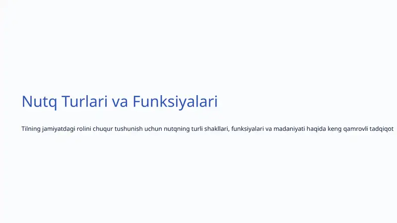 Nutq Turlari va Funksiyalari 1