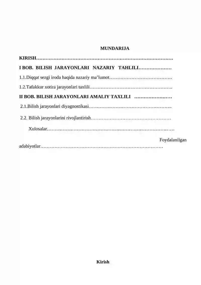 BILISH JARAYONLARI