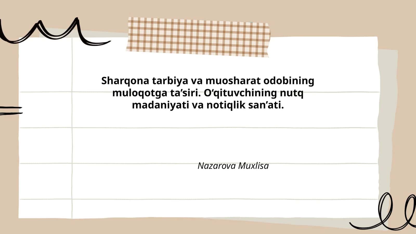 Sharqona tarbiya va muosharat odobining muloqotga ta’siri. O‘qituvchining nutq madaniyati va notiqlik san’ati 1