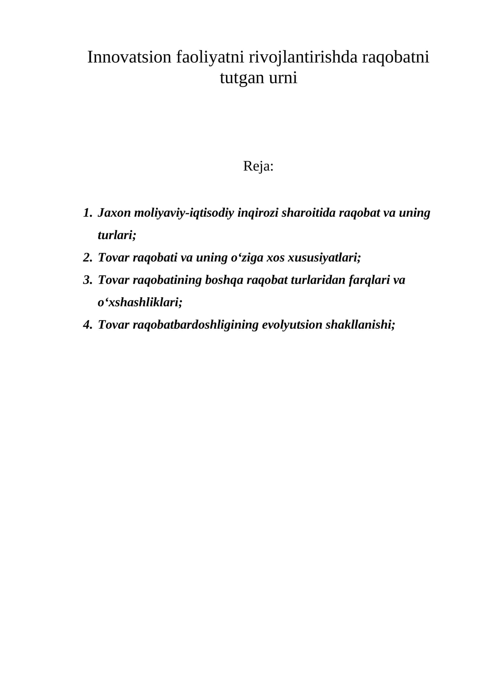 Raqobatning evolyutsion shakllanishi 1
