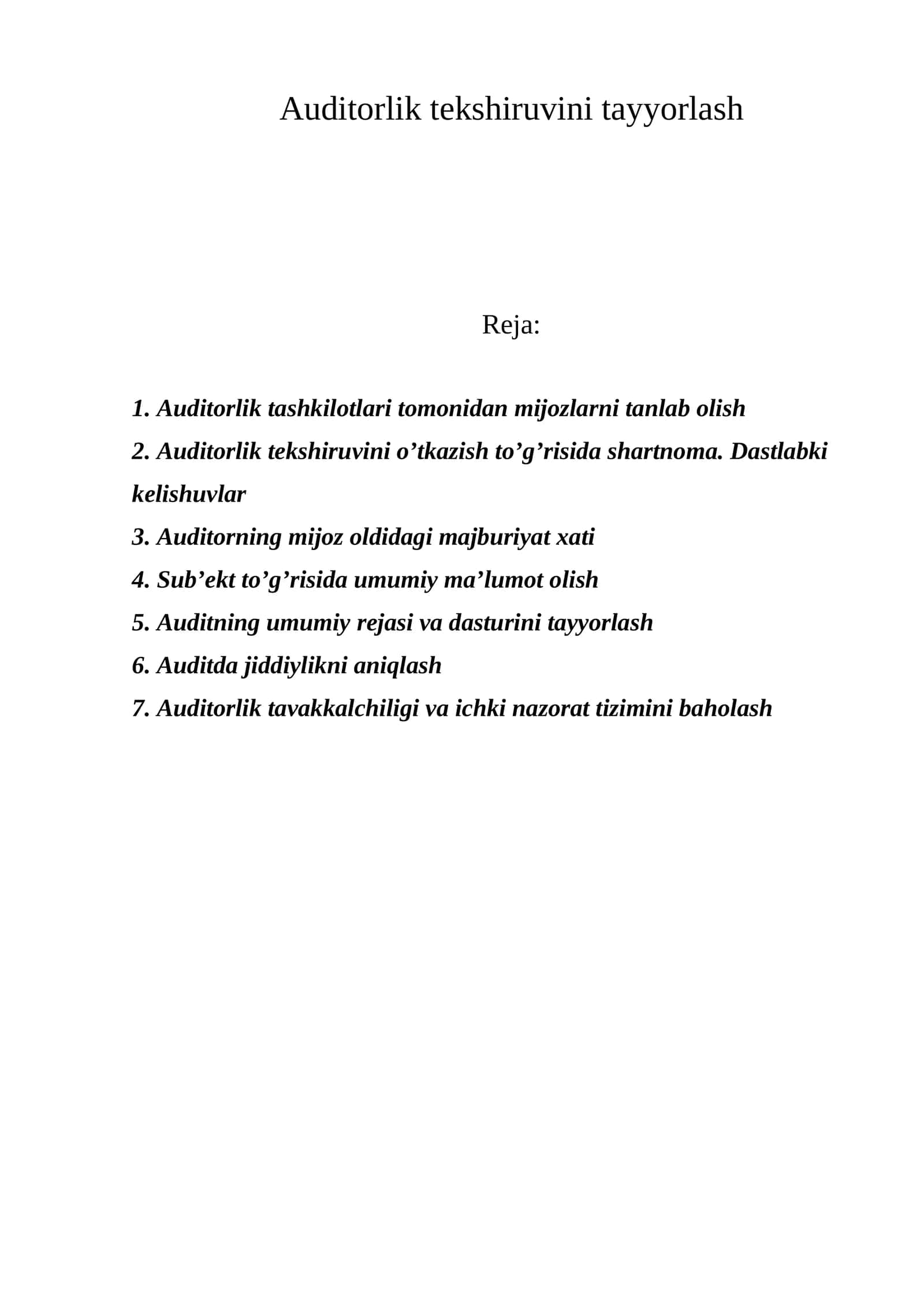 Auditorlik tеkshiruvini tayyorlash 1