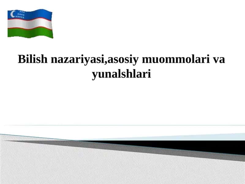 Bilish nazariyasi,asosiy muommolari va yunalshlari 1