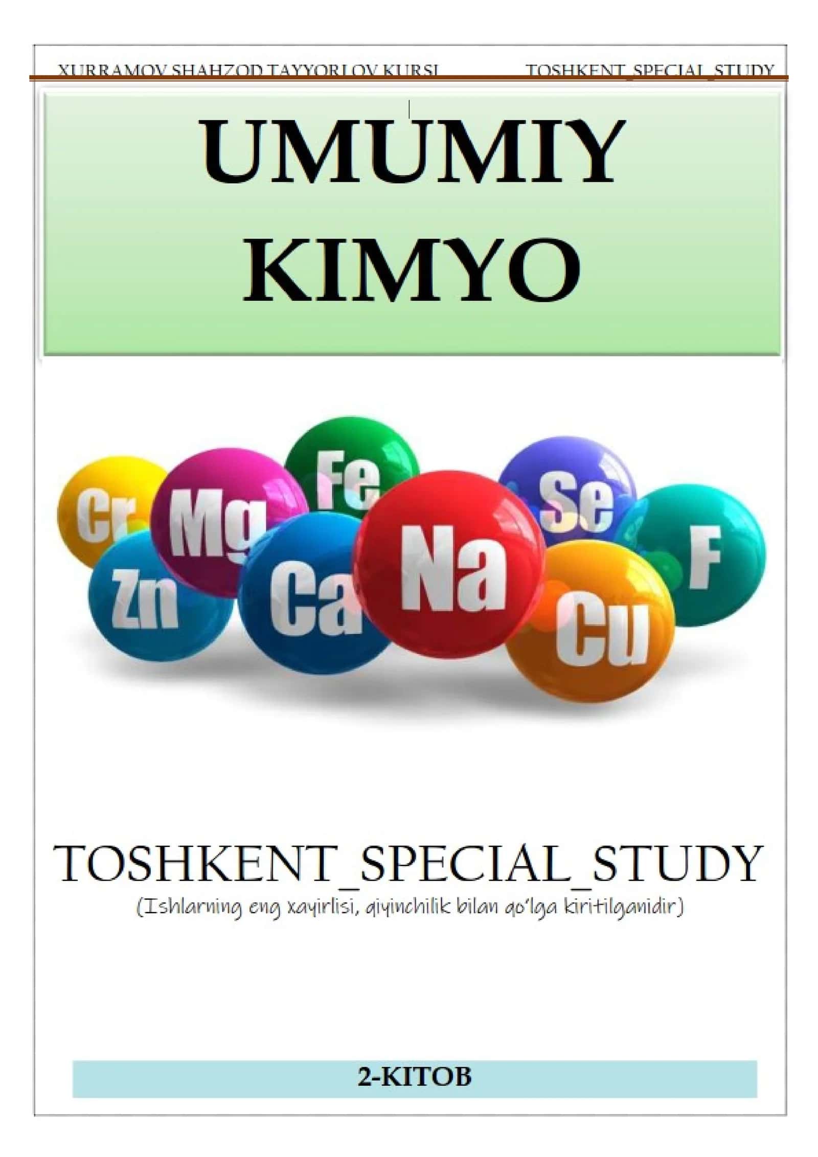 Kimyodan masalalar to'plami DTM FORMATIDA KALITI BILAN 1