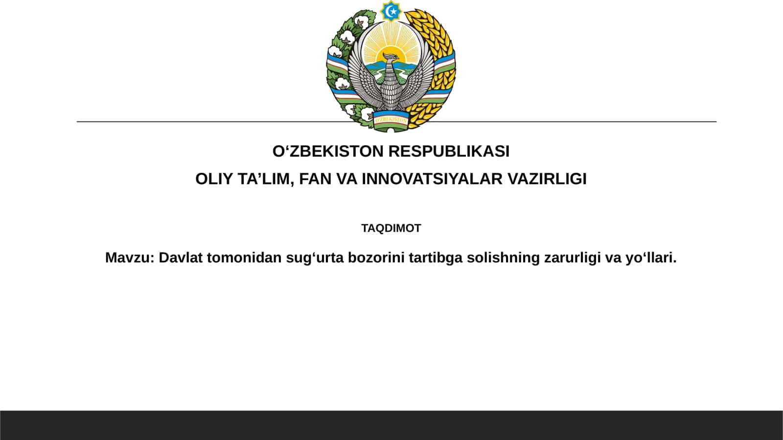 Davlattomonidan sug‘urta bozorini tartibga solishning zarurligi va yo‘llari 1