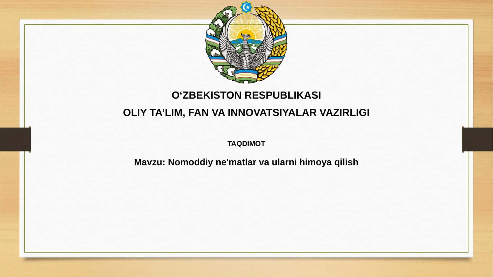 Nomoddiy ne'matlar va ularni himoya qilish 1