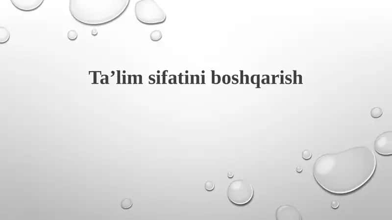 Taʼlim sifatini boshqarish 1