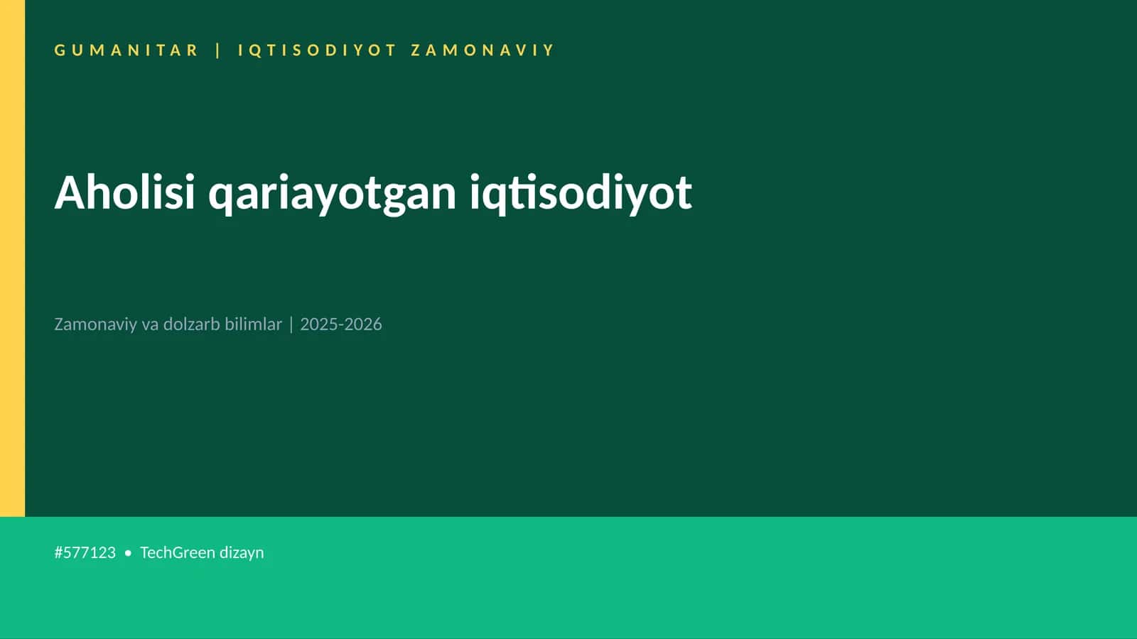 Aholisi qariayotgan iqtisodiyot 1