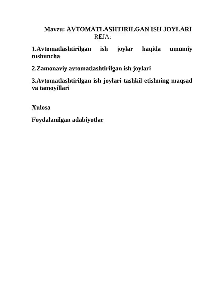 AVTOMATLASHTIRILGAN ISH JOYLARI 1