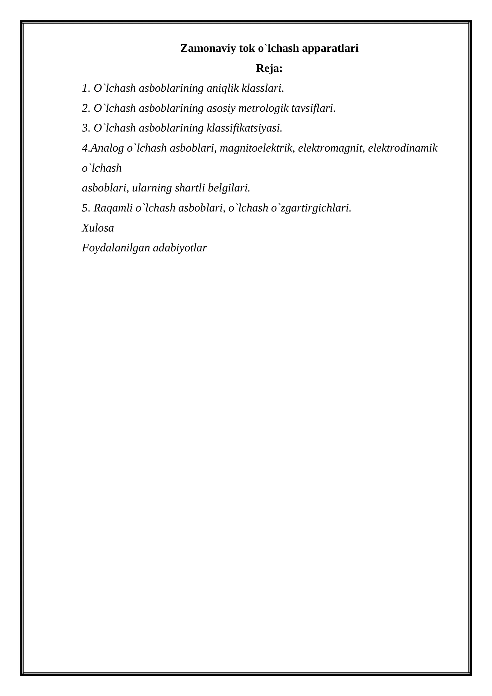 Zamonaviy tok o`lchash apparatlari 1