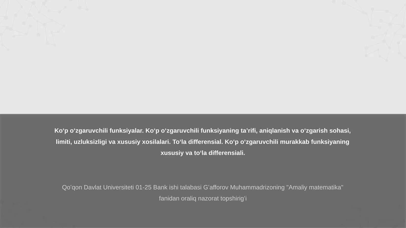 Amaliy matematika fanidan topshiriq 1