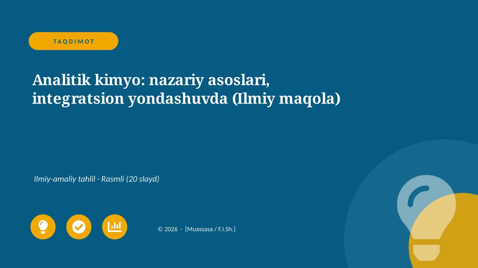 Analitik kimyo: nazariy asoslari, integratsion yondashuvda (Ilmiy maqola) 1