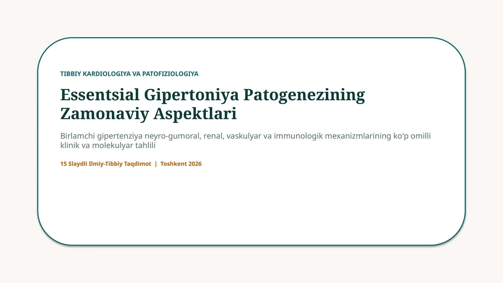Essensial gipertoniya patogenezi: zamonaviy aspektlar — 15 slayd 1