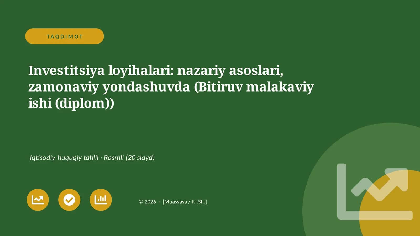 Investitsiya loyihalari: nazariy asoslari, zamonaviy yondashuvda (Bitiruv malakaviy ishi (diplom)) 1